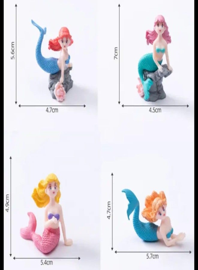 VRB Dec مجموعة تحف مصغرة من 4 قطع من VRB Dec لتزيين المنزل، لوحة قيادة السيارة، عيد الحب، غرفة المعيشة، هدايا، تماثيل، أدوات تزيين الكيك، تماثيل لتزيين المنزل. (4 قطع من تماثيل جنية حوض السمك المصغرة) - Image 2